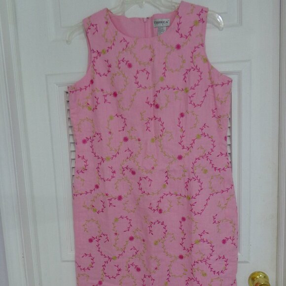 Tribeca Studio Dresses & Skirts - Tribeca by Kenneth Cole 100% Linen Embroidered Floral Sun Dress Womens Sz 14 New